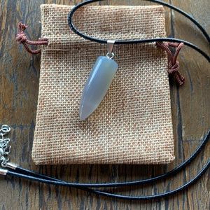 Grey Agate Bullet Pendant Mens Crystal Necklace Unisex Crystal Necklace